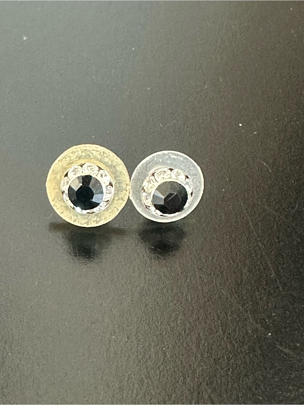 Silver Tone Black Crystal Stud Earrings - Women Jewelry